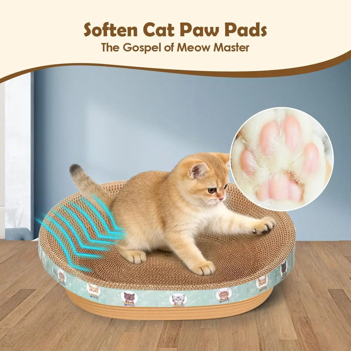 Extra Large Cat Scratcher Bed, 21.6' x 14.9' x 4.3' XL XXL Cat Scratch Cardboard, Scratching Board Pad for Indoor Cats Kitty Kit