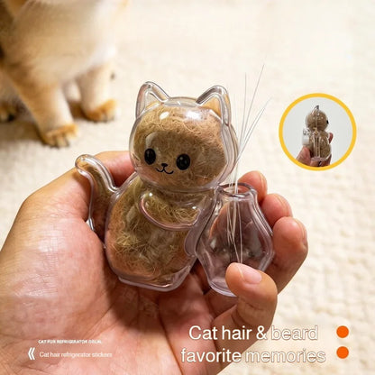 Fridge Magnet Cat Hair Keepsake Clear Storage Box Pet Fur Whiskers Memorial Cute Kitty Transparent Container Pet Lover Souvenir