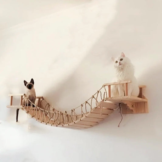 Wall Mounted Cat Bridge Multiple Cat Sisal Ladder Step Scratcher Post Cat Climbing Frame Furniture Cat Toy Scratch Board Bed