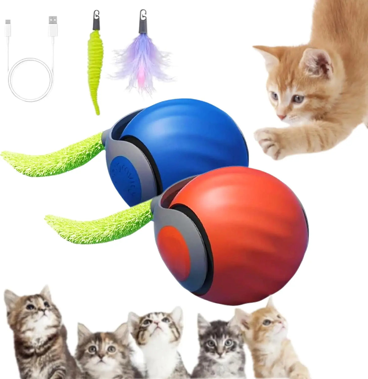 Interactive Cat Toy with Adjustable Rolling Ball, Electric Pet Plaything for Indoor Cats, Christmas Birthday Gift