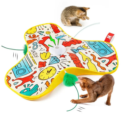 Smart Hide and Seek Cat Toy Electric Thermal Sensing Cat Catch Cover Motion Activated Real Mouse Squeaky Feather Teaser Wand