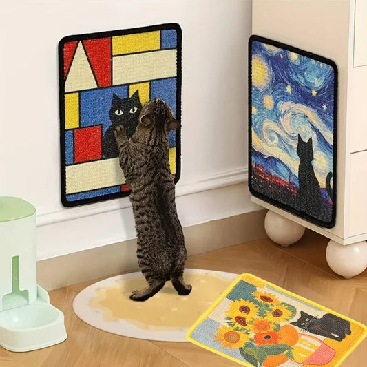 Durable Wall-Mounted Cats Scratching Post & Mat - Stitched Edges,Soft Fabric for Indoor Clawing Play,Space-Saving Design for Cat