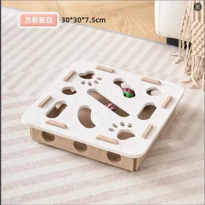 Interactive Cat Puzzle Toy with Sisal Scratching Post