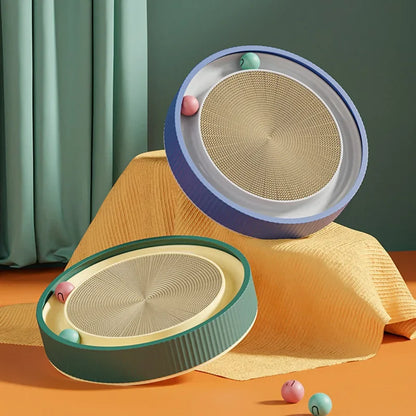 Corrugated Paper Cat Scratch Board Cat Toy with Ball Wear-resistant and Shavings Resistant Cat Turntable Grinding Claws Pet Toys