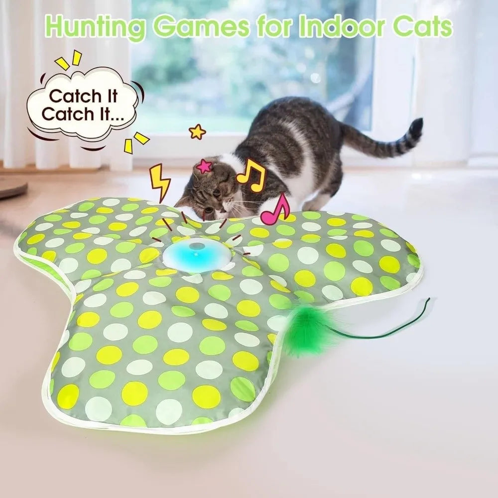 Smart Hide and Seek Cat Toy Electric Thermal Sensing Cat Catch Cover Motion Activated Real Mouse Squeaky Feather Teaser Wand