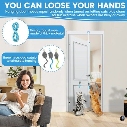 Electric Door Hanging Cat Toy Interactive Retractable plaything Funny Self-hey kitten Scratch Rope Mouse Toy Pet Products