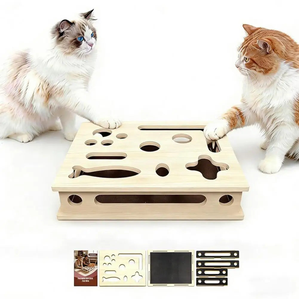Cat Scratch Enrichment Box 3-in-1 Cat Scratch Puzzle Toy Cat Nail File Toy Protects Furniture for Indoor Cats Mental Stimulation
