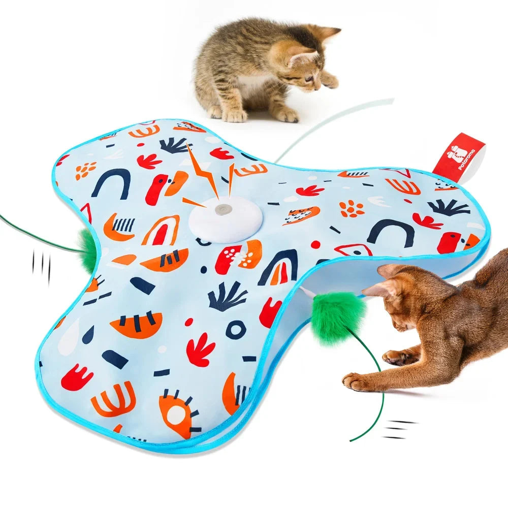 Smart Hide and Seek Cat Toy Electric Thermal Sensing Cat Catch Cover Motion Activated Real Mouse Squeaky Feather Teaser Wand