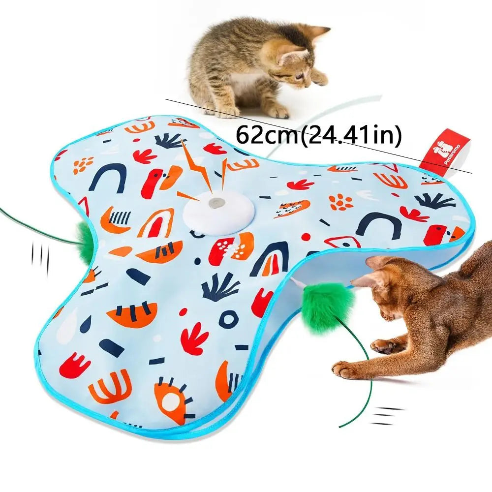 Smart Hide and Seek Cat Toy Electric Thermal Sensing Cat Catch Cover Motion Activated Real Mouse Squeaky Feather Teaser Wand