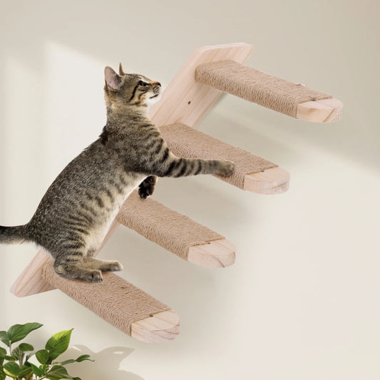 Cat Climbing Shelf Wall Mounted Cat Climbing Ladder Four Step Cat Climbing Frame Cat Tree Supplies