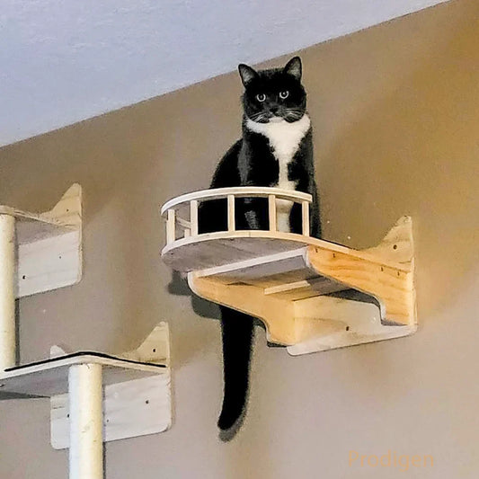 Wall Cat Accessories Cat Climbing Frame Wall Mounted Cat Scratching Board Furniture Cat Tree Hammock Cat Ladder Stairs