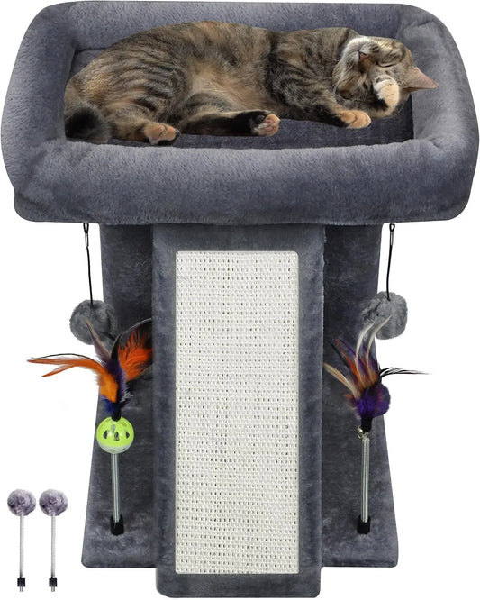 Cat Tree Tower with Cat Scratching Post for Indoor Cats, Activity Centre Climbing Tree with Scratching Board and Playful Toy Bal